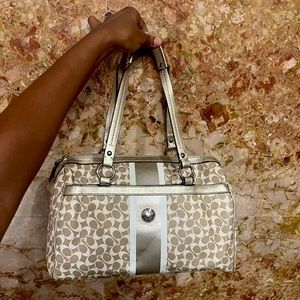 Coach Nude Monogram Satchel Purse Barrel Handbag Classic Style